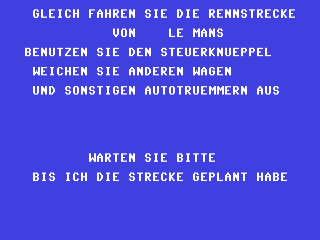 Lemans title screen for Commodore 64